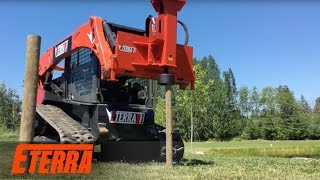 Skid Steer Breaker Style Post Driver  Eterra [upl. by Lew389]