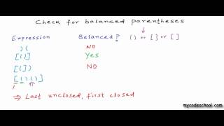 Check for balanced parentheses using stack [upl. by Kacerek]