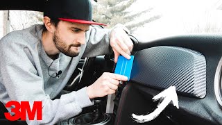 How to CARBON FIBER Wrap Your Car Interior  3M DINOC [upl. by Navap]