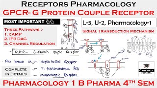 GPCR  G Protein Couple Receptors  cAMP IP3DAG Channel  L5 U2  Pharmacology 4th Semester [upl. by Suolhcin]