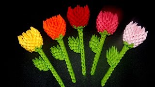 3D Origami small flower tutorial  DIY paper flower [upl. by Aihsia]