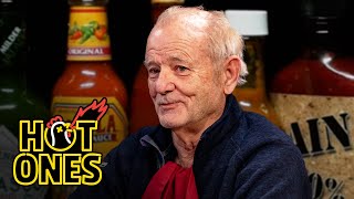 Bill Murray Doesn’t Flinch While Eating Spicy Wings  Hot Ones [upl. by Kelsy]