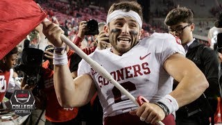 Baker Mayfield plants Oklahomas flag at midfield after Ohio State upset  College Football on ESPN [upl. by Enutrof209]