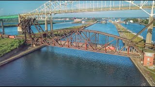 Drone Video  CN International Railroad Bridge  Sault Ste Marie MI [upl. by Kelsey]