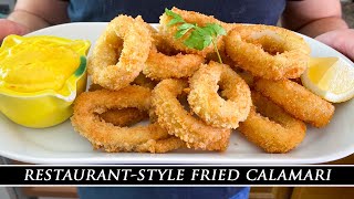 Making RestaurantStyle Fried Calamari at Home  Calamares Fritos Recipe [upl. by Ardnassac]