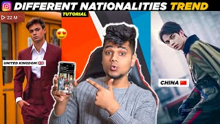 How to do Instagram Different Nationality Challenge Reel Trend Tutorial  Create Insta Viral Reel [upl. by Nagyam]