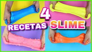 4 RECETAS PARA HACER SLIME  SLIME FÁCIL Y SIN BÓRAX  NatyGloss [upl. by Alenas]