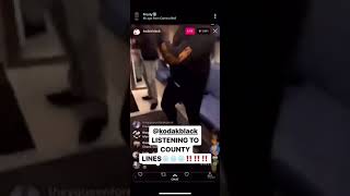 Kodak Black Listening To Frosty ‘County Lines’ On Instagram Live [upl. by Elagiba6]