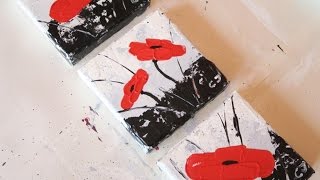 BecomeTheArtistcom  DIY Peinture acrylique  3 MiniToiles Coquelicots [upl. by Ilrahs]