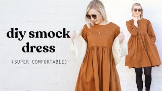 How To Make The PERFECT Everyday Dress Super Comfy  DIY Smock Dress [upl. by Good]