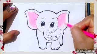 Cómo dibujar un elefante paso a paso  How to draw an elefant [upl. by Aihtnamas319]