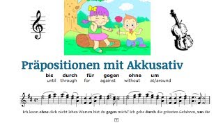 Learn German A1A2  prepositions with accusative with a SONG  part 1 [upl. by Nerita370]