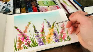 Watercolor Journal Day 187 Snapdragons [upl. by Trauts]