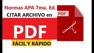 NORMAS APA CITAR ARCHIVO PDF SÉPTIMA EDICIÓN 7ma PASO A PASO EN WORD [upl. by Asseret]