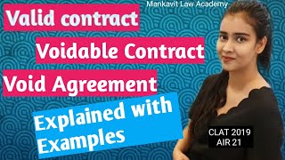 Valid Contract Voidable Contract amp Void Agreement  Explained with Examples  CLAT  AILET  DU LLM [upl. by Towroy884]