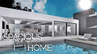 Bloxburg No Gamepass  Spacious White Luxury Home  Family Modern Mansion Speebuild [upl. by Marb]