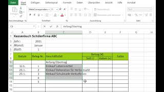 Buchhaltung ganz praktisch Kassenbuch Excel Grundlagen [upl. by Sanjiv349]