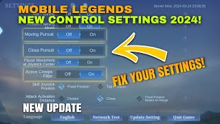 MLBB NEW CONTROL SETTINGS 2024 MOBILE LEGENDS SETTINGS 2024 [upl. by Bomke951]