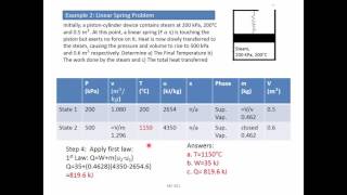 Thermodynamics Example  Pistoncylinder and linear spring [upl. by Athena]