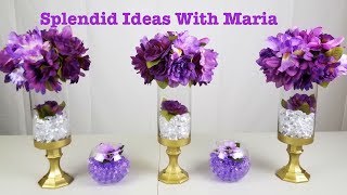 Centerpiece ideas DIY Purple amp Gold centerpiece [upl. by Airednaxela]