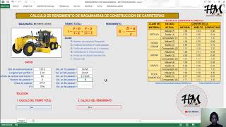 EXCEL para Rendimiento de Maquinaria MOTO NIVELADORA  HebMERMA [upl. by Costin]