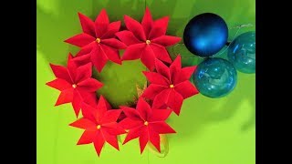 How to make a paper christmas wreath  Paper Christmas Decorations DIY [upl. by Slavin]