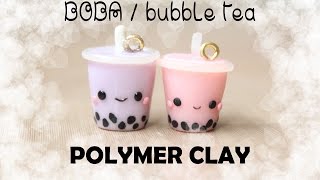 Boba  Bubble Tea Polymer Clay Charm Tutorial  sweetco0kiepie [upl. by Wayne]