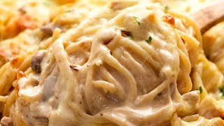 Chicken Tetrazzini Italian creamy chicken mushroom pasta bake [upl. by Sedruol]