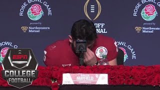 Oklahomas Baker Mayfield gets emotional in 2018 Rose Bowl news conference  ESPN [upl. by Casady]