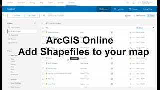 ArcGIS Online Add items and shapefile to map  ArcGIS Mastery [upl. by Sevart]