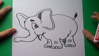 Como dibujar un elefante paso a paso  How to draw an elephant [upl. by Hpotsirhc809]