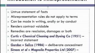 Misrepresentation Lecture 1 of 4 [upl. by Remat]