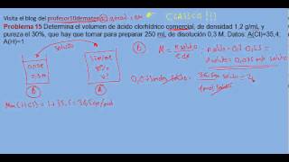 Ejercicios y problemas resueltos de disoluciones 15 [upl. by Ecirtak]