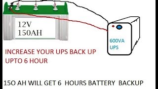 150 AH battery connecting to 600 VA UPS for more backup [upl. by Eeralih]