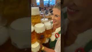 Oktoberfest Waitress Carries Giant Order [upl. by Yllib]