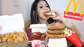 MCDONALDS MUKBANG BIG MAC HONEY BBQ GLAZED TENDERS McCHICKEN 20 PC NUGGETS FRIES EATING SHOW [upl. by Panta]