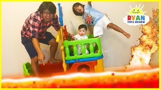 THE FLOOR IS LAVA CHALLENGE Ryan ToysReview Family Fun Kids Pretend Playtime [upl. by Esta]