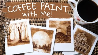 Painting with coffee  Basic Scenery Coffee Painting  jamiewave [upl. by Hammerskjold]