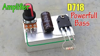 DIY Transistor D718 Amplifier Circuit 12V with Volume Control  Powefull Bass [upl. by Ahtnama]