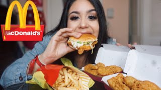 MCDONALDS 20 PC CHICKEN NUGGETSMcCHICKENLARGE FRIES MUKBANG SRIRACHA MAC SAUCE  EATING SHOW [upl. by Krys450]