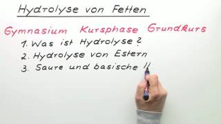 HYDROLYSE VON FETTEN  VERTIEFUNGSWISSEN  Chemie [upl. by Nyrraf]