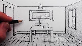 How to Draw a Room in 1Point Perspective for Beginners [upl. by Chu]