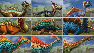 ALL HYBRID HERBIVORE DINOSAURS All Max Level 40 All Evolutions  Jurassic World The Game [upl. by Nosreve]