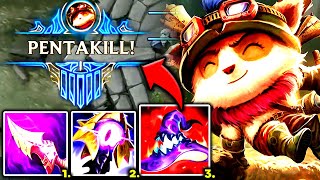 TEEMO TOP CAN LITERALLY 1V5 THE FULL ENEMY TEAM PENTA KILL  S13 Teemo TOP Gameplay Guide [upl. by Nosydam643]