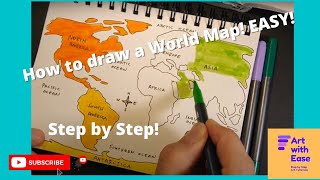 How to draw a World Map  Easy  UPDATED VIDEO [upl. by Mahalia]