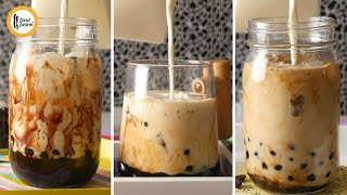 BubbleBoba Milk Tea 3 Ways from scratch Recipe By Food Fusion [upl. by Frendel]