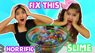 FIX THIS HORRIFIC SLIME CHALLENGE Jasmine and Bella [upl. by Leamse601]