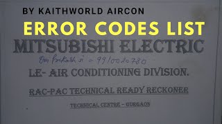 Mitsubishi electric ac error codes list [upl. by Cirre]