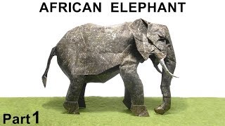 Origami African Elephant tutorial Shuki Kato part 1 折り紙 アフリカゾウ Afrikanischer Elefant elefante [upl. by Omoj322]