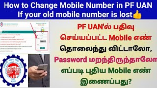 How to Change Mobile number in PF UAN if old mobile number is lost  EPFO  Tamil  Gen Infopedia [upl. by Cormack]